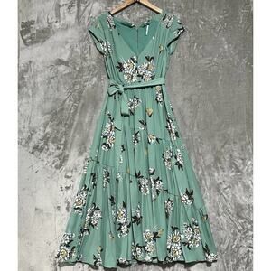 Free People All I Got Floral Maxi Dress Womens Size 2 Green Boho Resort Beach